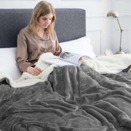 Ameha Silver Sherpa Fleece Blanket Soft Thick Fluffy & Reversible Throw For Couch Bed Sofa Double 150X200 Cm - thumbnail 4