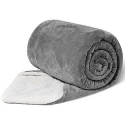 Ameha Silver Sherpa Fleece Blanket Soft Thick Fluffy & Reversible Throw For Couch Bed Sofa Double 150X200 Cm - thumbnail 5