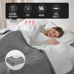 Ameha Silver Sherpa Fleece Blanket Soft Thick Fluffy & Reversible Throw For Couch Bed Sofa Double 150X200 Cm - thumbnail 2