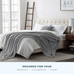 Ameha Silver Sherpa Fleece Blanket Soft Thick Fluffy & Reversible Throw For Couch Bed Sofa Double 150X200 Cm - thumbnail 7