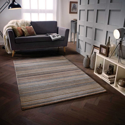 Melrose Mubai Stripe Wool Made Natural Area Rug 160/230Cm - image 1