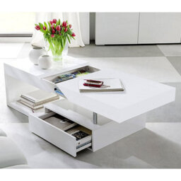 Furniture in Fashion Tuna High Gloss Storage Coffee Table In White - thumbnail 1