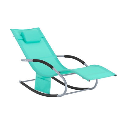 Sobuy Ogs28-Tb, Outdoor Garden Rocking Sun Lounger Recliner Relaxing Chair With Headrest And Side Bag, Turquoise Blue,w147Xd63Xh85 - image 1