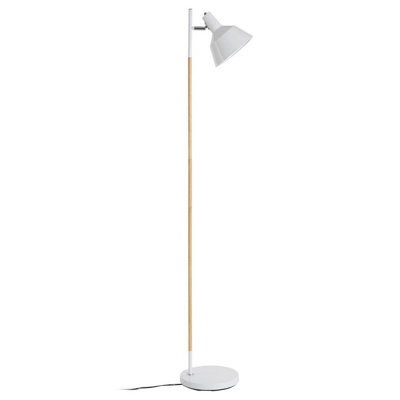 Orsina Slimline Design Of White Wood And Metal Floor Lamp, Sturdy And Stable Bedroom Lamp, Sleek Livingroom Lamp - image 1