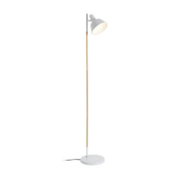 Orsina Slimline Design Of White Wood And Metal Floor Lamp, Sturdy And Stable Bedroom Lamp, Sleek Livingroom Lamp - thumbnail 3