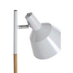 Orsina Slimline Design Of White Wood And Metal Floor Lamp, Sturdy And Stable Bedroom Lamp, Sleek Livingroom Lamp - thumbnail 4