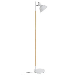 Orsina Slimline Design Of White Wood And Metal Floor Lamp, Sturdy And Stable Bedroom Lamp, Sleek Livingroom Lamp