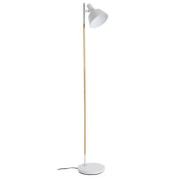 Orsina Slimline Design Of White Wood And Metal Floor Lamp, Sturdy And Stable Bedroom Lamp, Sleek Livingroom Lamp - thumbnail 2