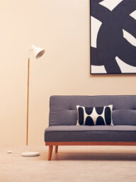 Orsina Slimline Design Of White Wood And Metal Floor Lamp, Sturdy And Stable Bedroom Lamp, Sleek Livingroom Lamp - thumbnail 6