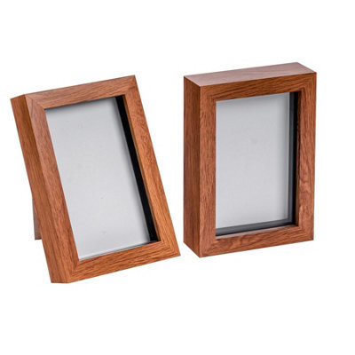 "Nicola Spring 4 X 6"" Photo Frames - Dark Wood - 3D Photo Frame Picture Frame Box Portrait Display Case (17.5 X 12.5Cm) Set Of 2" - image 1