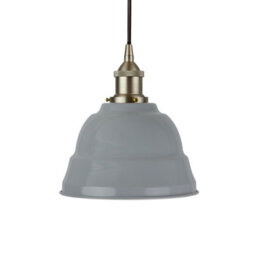 French Grey Lincoln Painted Dome Pendant Light With Brushed Chrome Lamp Holder And Black Round Cable - Se Home - thumbnail 1