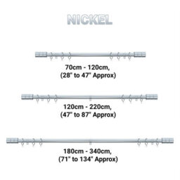 A.unique Home Plain Barrel Metal Extendable Curtain Pole With Rings And Fittings (25/28mm) - Nickel, 70Cm - 120Cm  Approx - thumbnail 6