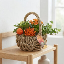 Orange Indoor Hanging Basket Arrangement - 24Cm - thumbnail 1
