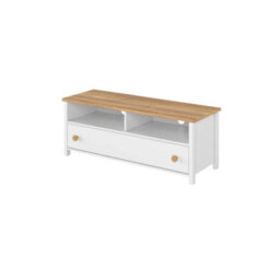 Arte White Matt & Oak Nash Story 120Cm Tv Cabinet With Drawer, Open Storage And Cable Management - thumbnail 1