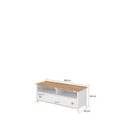 Arte White Matt & Oak Nash Story 120Cm Tv Cabinet With Drawer, Open Storage And Cable Management - thumbnail 2