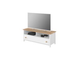 Arte White Matt & Oak Nash Story 120Cm Tv Cabinet With Drawer, Open Storage And Cable Management - thumbnail 3