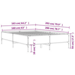 Berkfield Bed Frame Without Mattress Grey Sonoma 160X200 Cm - thumbnail 9