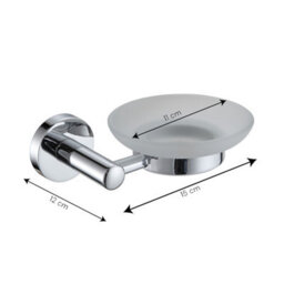 Showerdrape Modernity Chrome Stainless Steel & Frosted Glass Wall Mounted Soap Dish - thumbnail 2