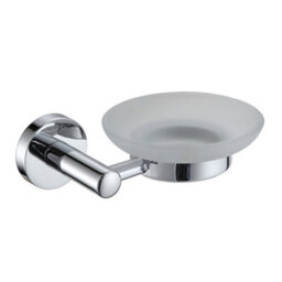 Showerdrape Modernity Chrome Stainless Steel & Frosted Glass Wall Mounted Soap Dish - thumbnail 1