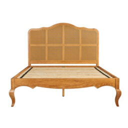 Statement Furniture Louis Oak Bed Frame 5Ft King Size With Rattan Cane Headboard - thumbnail 4