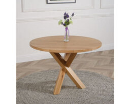 That's Furniture Oregon Round Oak Dining Table And 4 Chairs Dining Set With Washington Black Leather Chairs - thumbnail 2
