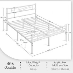Stylish 4Ft6 Double Metal Bed Frame With Under-Bed Storage - thumbnail 2