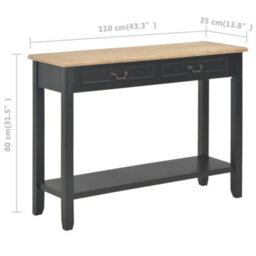 Berkfield Console Table Black 110X35X80 Cm Wood - thumbnail 8