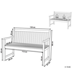 Beliani Garden Bench Vivara 120 Cm Certified Acacia Wood Light Brown - thumbnail 3