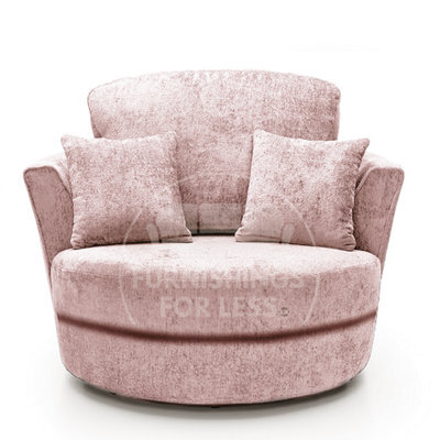 Furnishings For Less UK Monaco Chenille Fabric Swivel Chair 360 Rotation Foam Pink