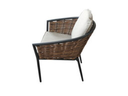 Sh&g Bolingbroke 2 Seat Bistro Set - 3 Piece Round Table & Chairs - Aluminium & Brown Rattan With Beige Cushions - thumbnail 9