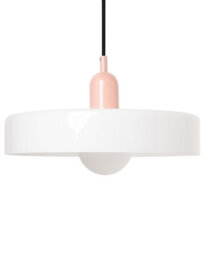 Wyld and Coco Lumina Pendant Lamp - White Gloss Glass Shade With Inner Globe, Spherical Pendant Light For Hallways, Kitchens And Dining Areas - thumbnail 1