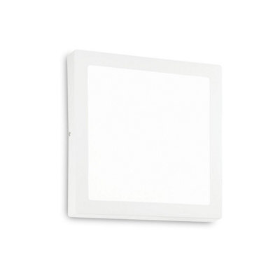 Ideal Lux Universal Square 30Cm Integrated Led Semi Flush Ceiling Light White 2700K