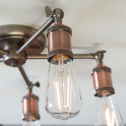 Anson Lighting Haven Aged Pewter And Aged Copper Industrial 5 Light Semi Flush Ceiling Light - thumbnail 5