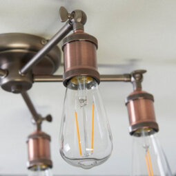 Anson Lighting Haven Aged Pewter And Aged Copper Industrial 5 Light Semi Flush Ceiling Light - thumbnail 4