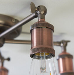 Anson Lighting Haven Aged Pewter And Aged Copper Industrial 5 Light Semi Flush Ceiling Light - thumbnail 3