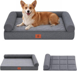 Luckracer Medium Dog Bed Sofa Washable Orthopedic Dog Beds Black 75X50X15Cm - thumbnail 1