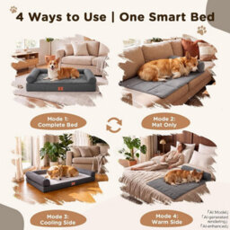 Luckracer Medium Dog Bed Sofa Washable Orthopedic Dog Beds Black 75X50X15Cm - thumbnail 4