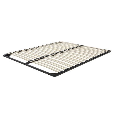 Beliani Eu King Size Slatted Bed Base, 48 Sprung Slats, Steel Frame, Combourg 160X200 Cm - image 1