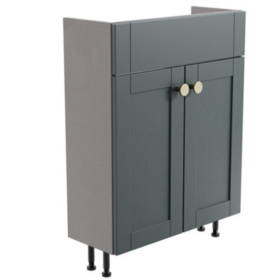 Ashford Slimline Matt Green Freestanding Bathroom Vanity Unit (H) 820mm (W) 600mm - image 1