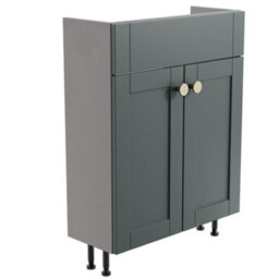 Ashford Slimline Matt Green Freestanding Bathroom Vanity Unit (H) 820mm (W) 600mm - thumbnail 1