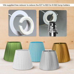 Fabric Coolie Lampshades With Premium Quality With A60 Led Bulb 28Cm Silver Light Shade For Pendant Ceiling Table Lamps. - thumbnail 4
