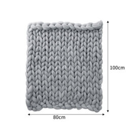 Living And Home Chunky Knit Handwoven Design Light Grey Soft Throw Blanket For Sofa Home Decor 100Cm L X 80Cm W - thumbnail 6