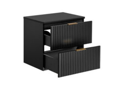Impact Furniture Bathroom Vanity Unit 600mm Countertop Ribbed Fluted Black Modern Wall Hung Cabinet With Drawers Adel - thumbnail 5