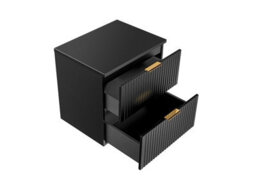 Impact Furniture Bathroom Vanity Unit 600mm Countertop Ribbed Fluted Black Modern Wall Hung Cabinet With Drawers Adel - thumbnail 3