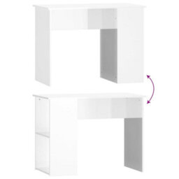 Berkfield Desk High Gloss White 100X55X75 Engineered Wood - thumbnail 6