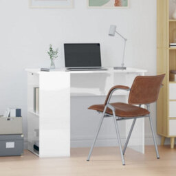 Berkfield Desk High Gloss White 100X55X75 Engineered Wood - thumbnail 1