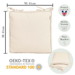 Dibor Set Of 2 Beige Summer Outdoor Garden Chair Seat Pad Cushions - thumbnail 5