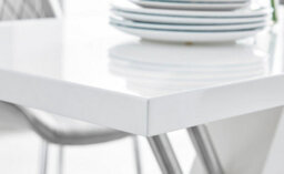 Furniturebox Uk Sorrento White High Gloss And Chrome Dining Table And 6 Elephant Grey Milan Dining Chairs - thumbnail 4