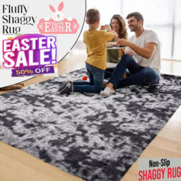Ameha Tye Dye Grey Non Slip Shaggy Rug Extra Large Area Bedroom 200X290 Cm Carpet Super Soft Living Room Rugs - thumbnail 1
