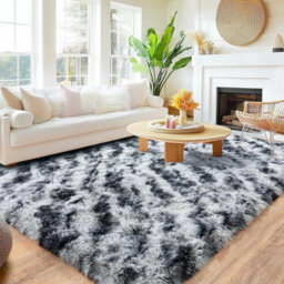 Ameha Tye Dye Grey Non Slip Shaggy Rug Extra Large Area Bedroom 200X290 Cm Carpet Super Soft Living Room Rugs - thumbnail 4